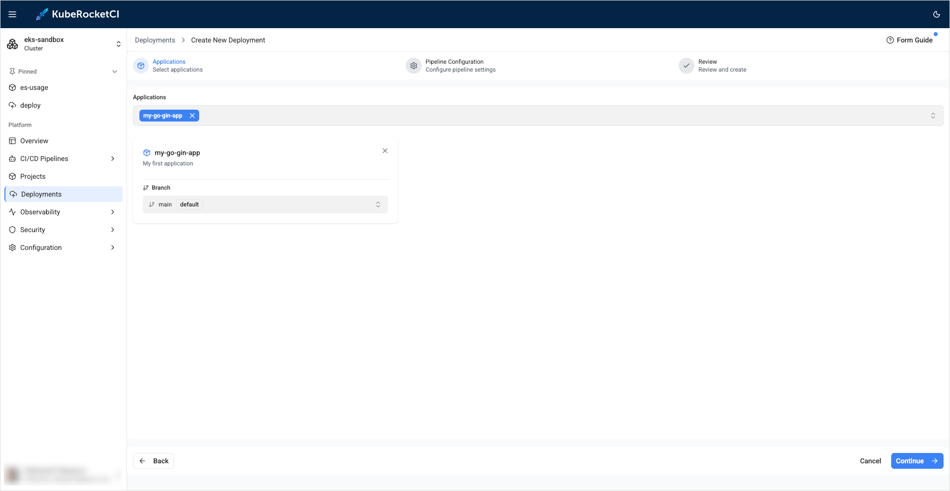 Applications stage Applications stage