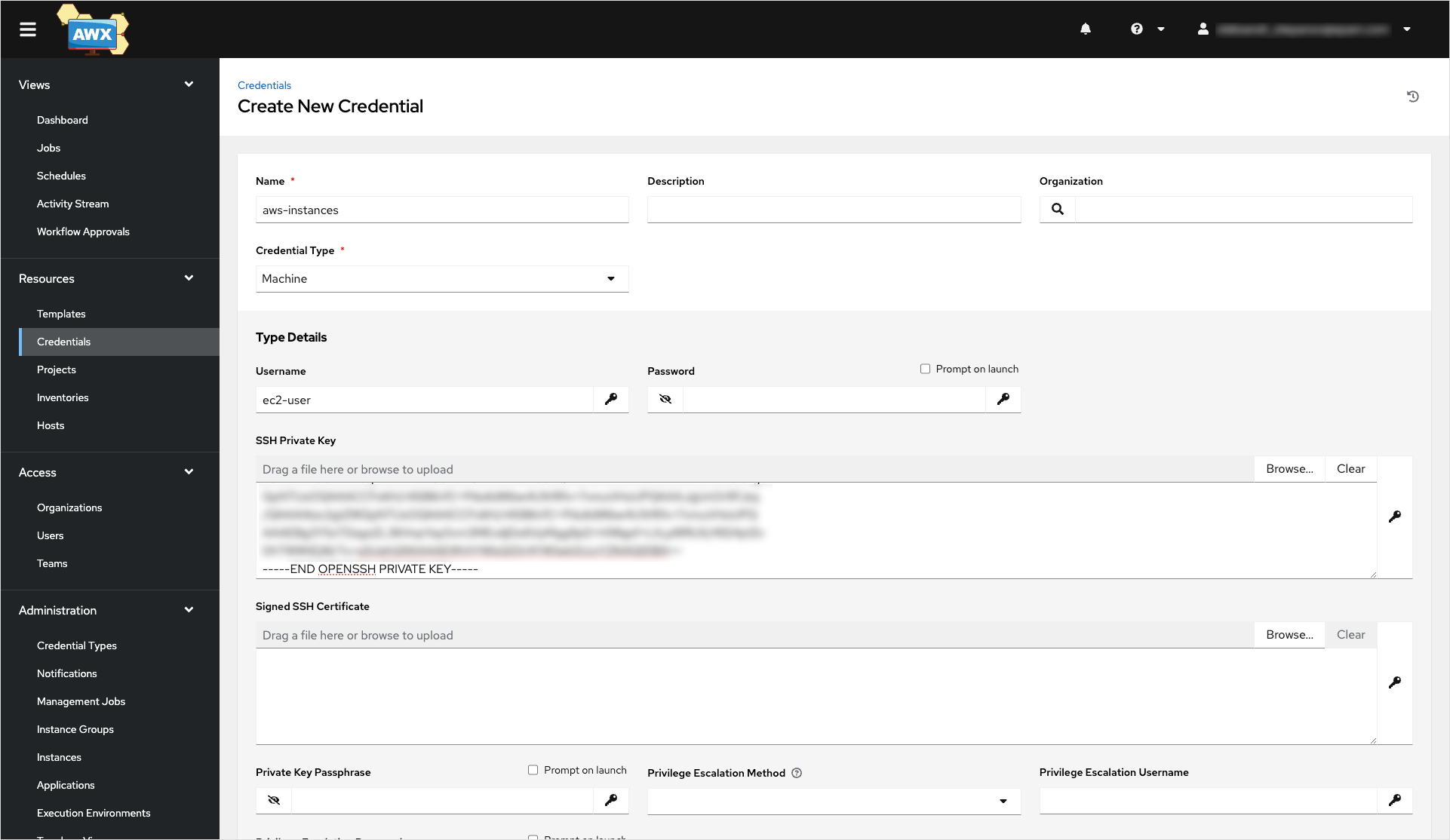 AWS EC2 credentials