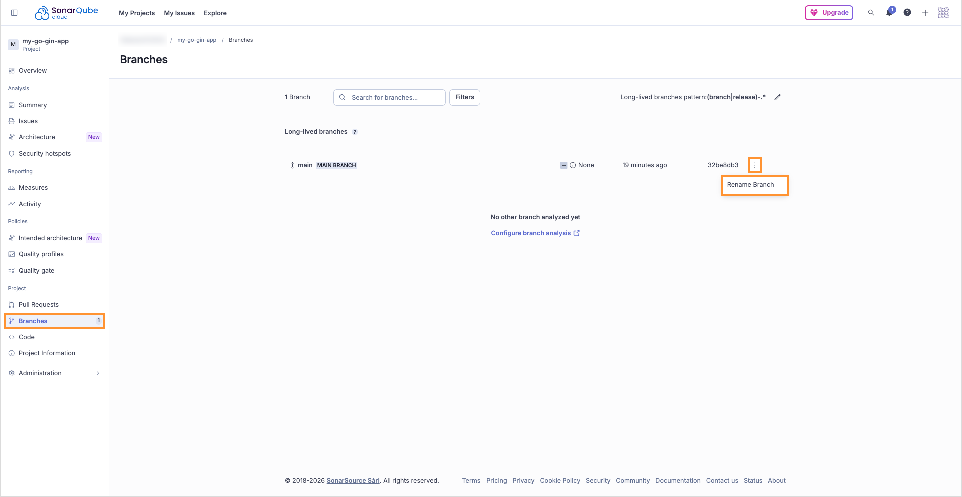 Change default branch
