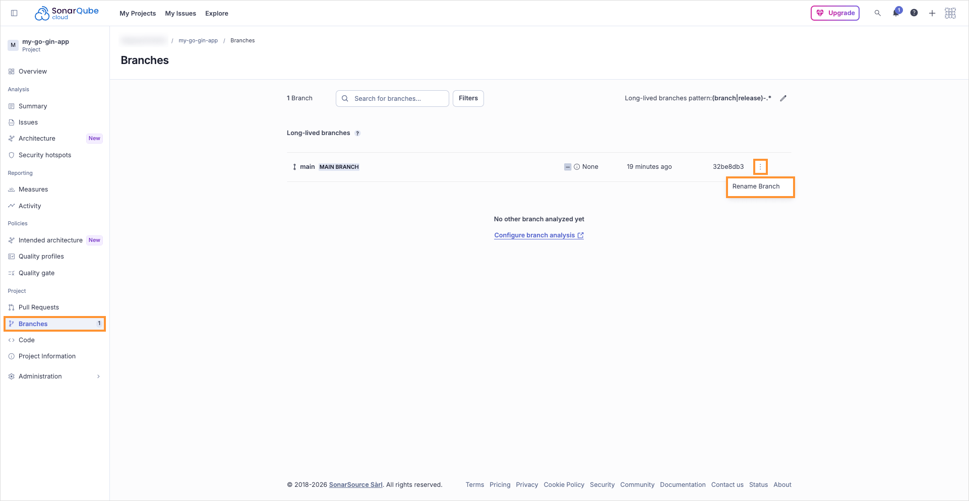 Change default branch