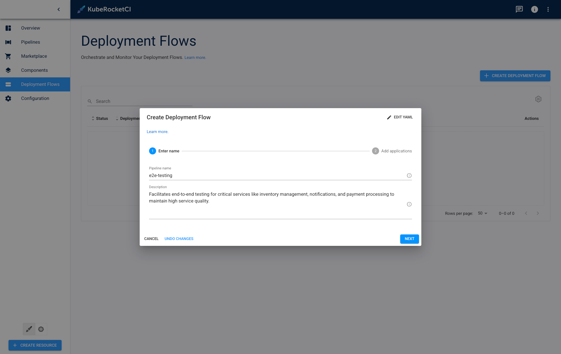 Create deployment flow