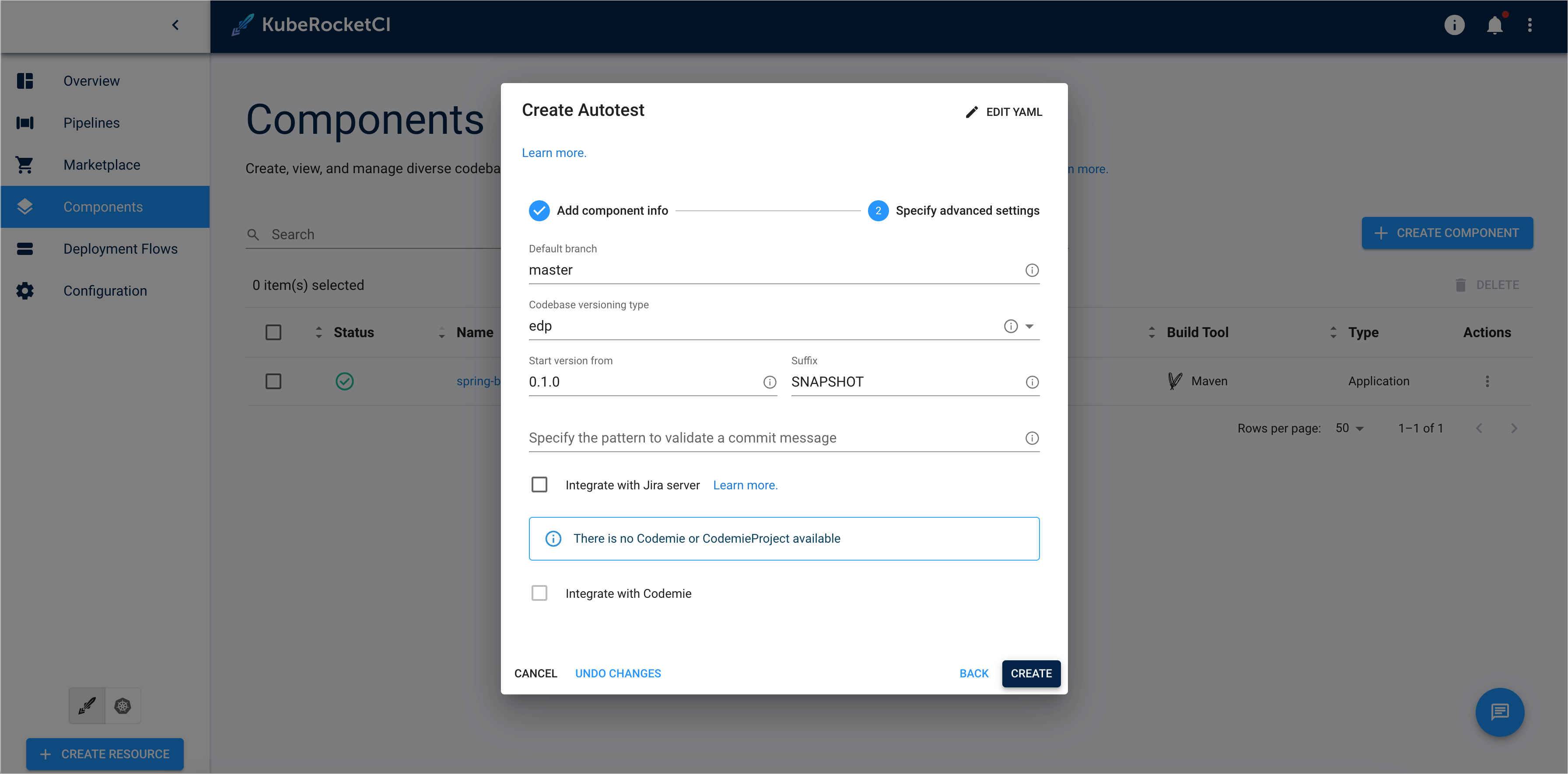 Autotests codebase advanced settings