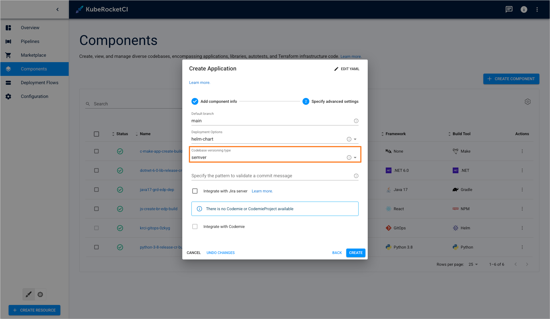 Select codebase versioning