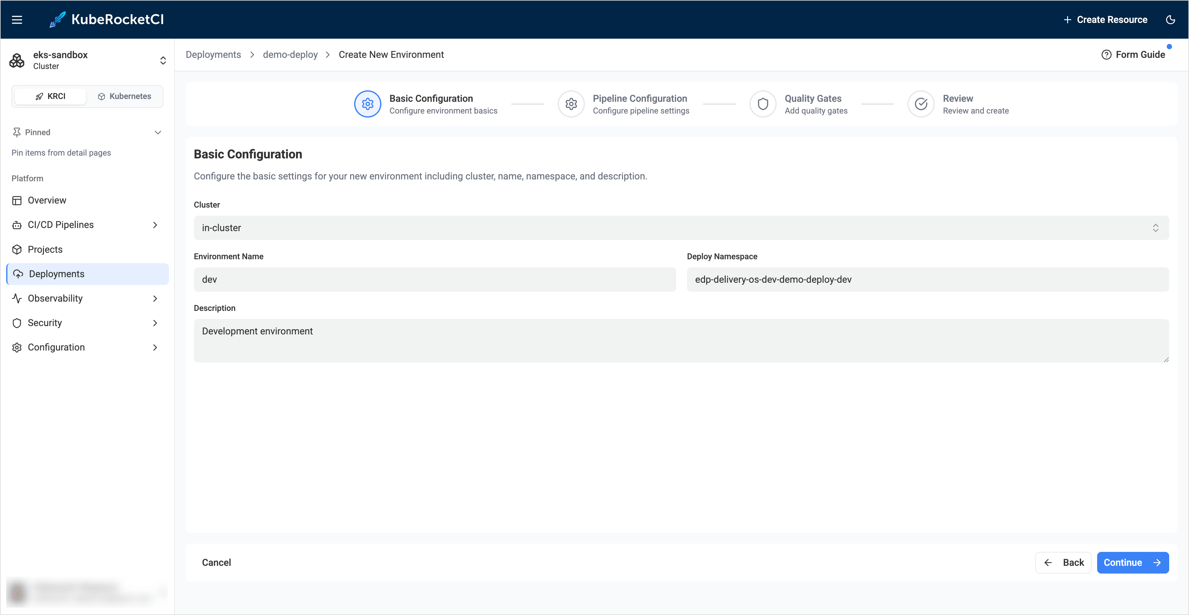 Configure stage Configure stage