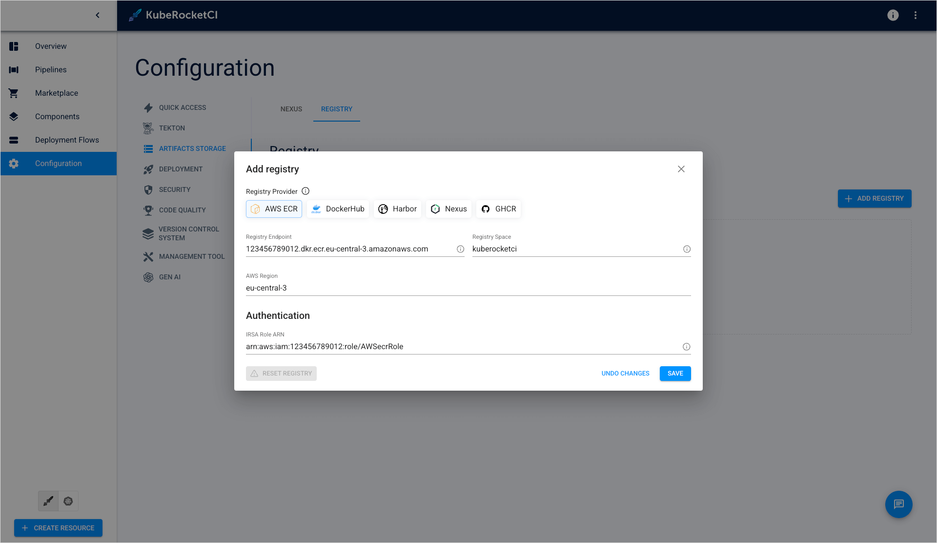 AWS ECR settings