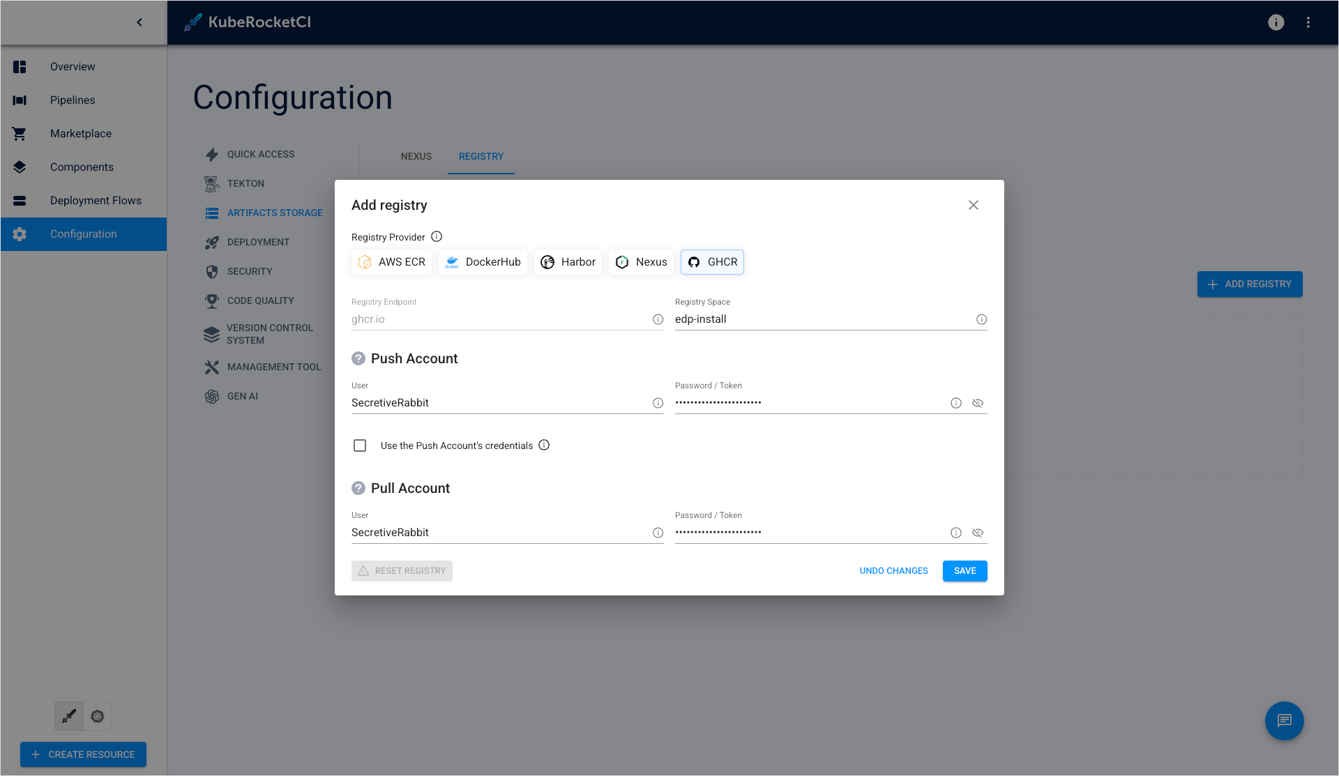 GitHub container registry settings