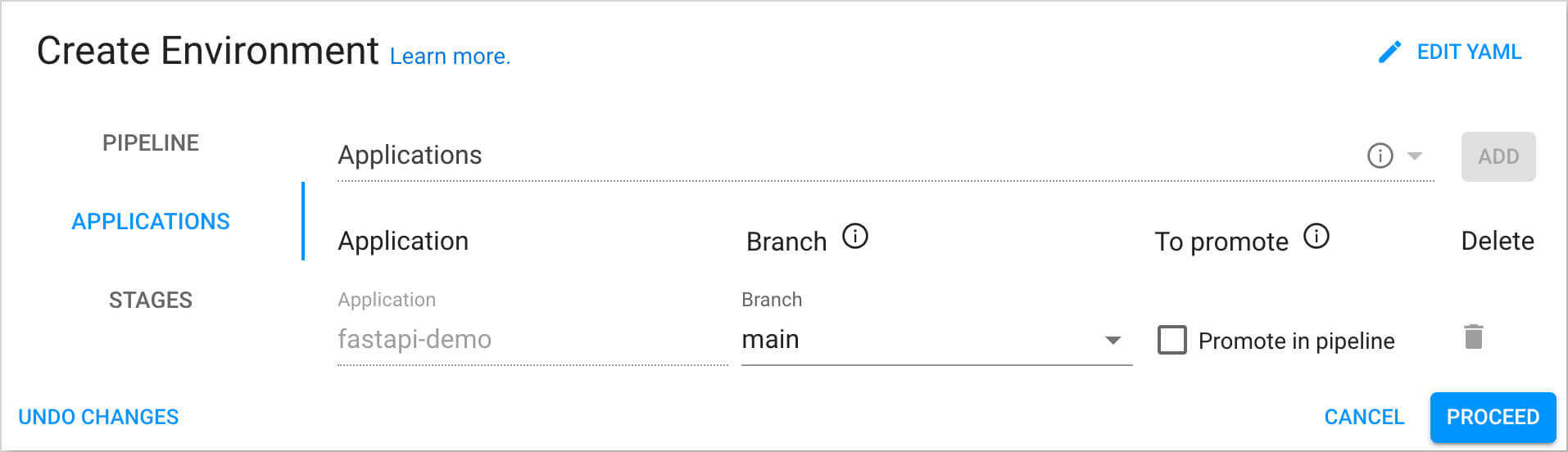 CD Pipeline Add Application