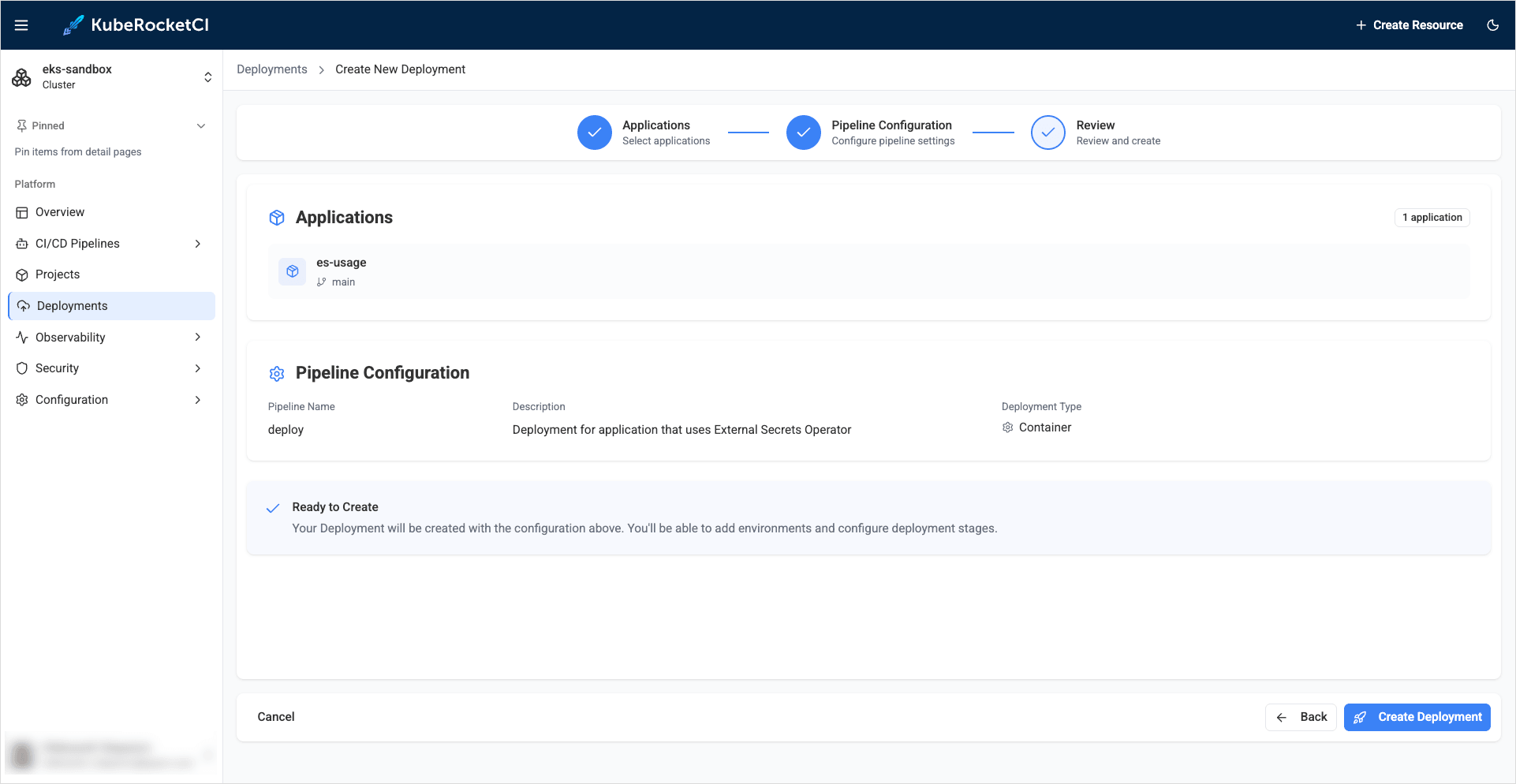 Pipeline configurations tab Pipeline configurations tab