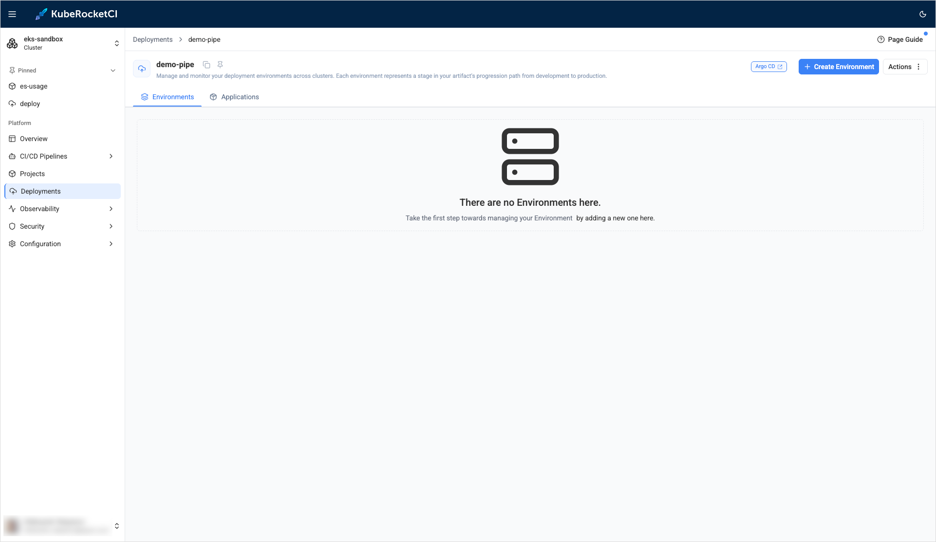 Create environment Create environment