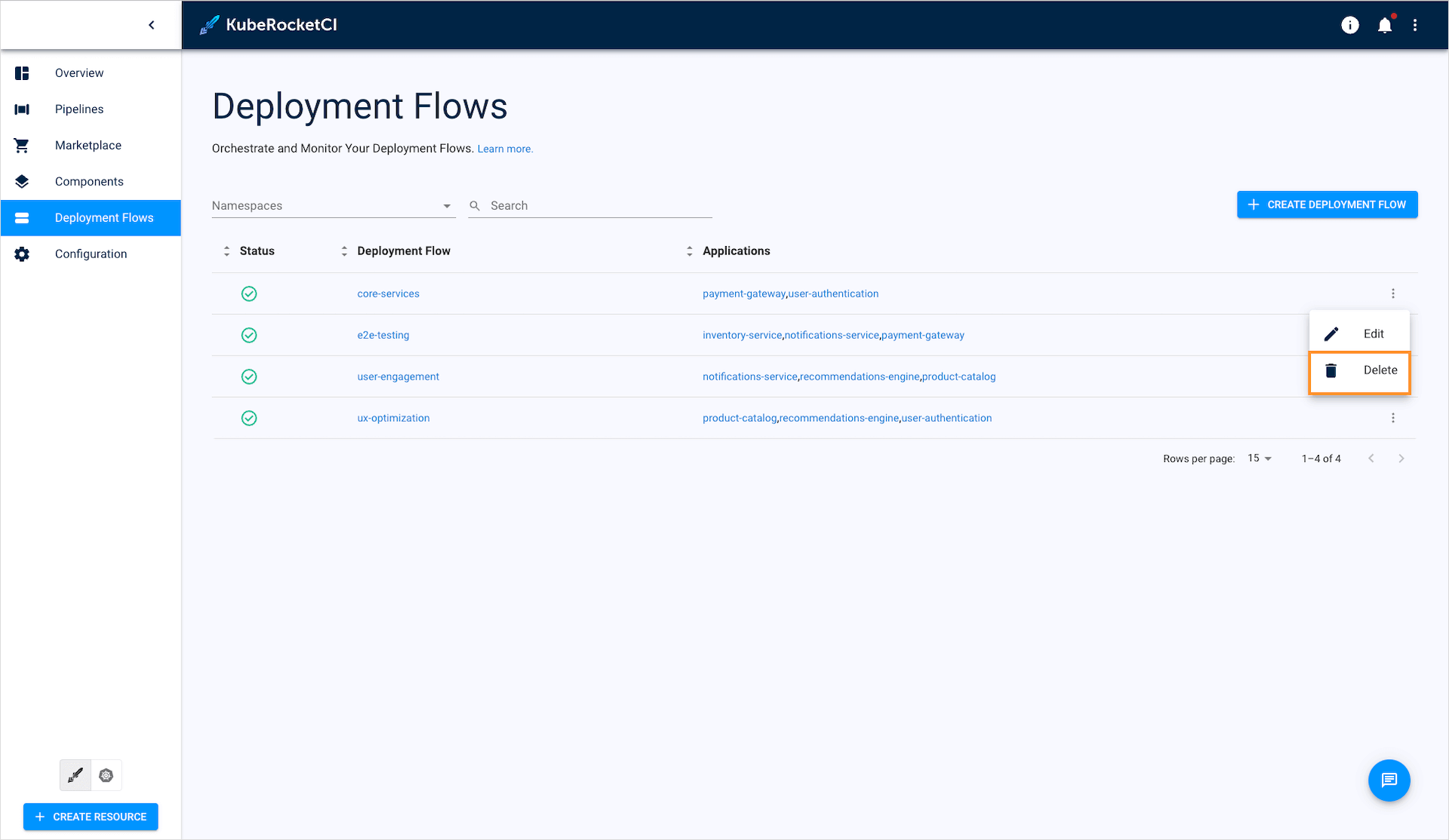 Delete deployment flow