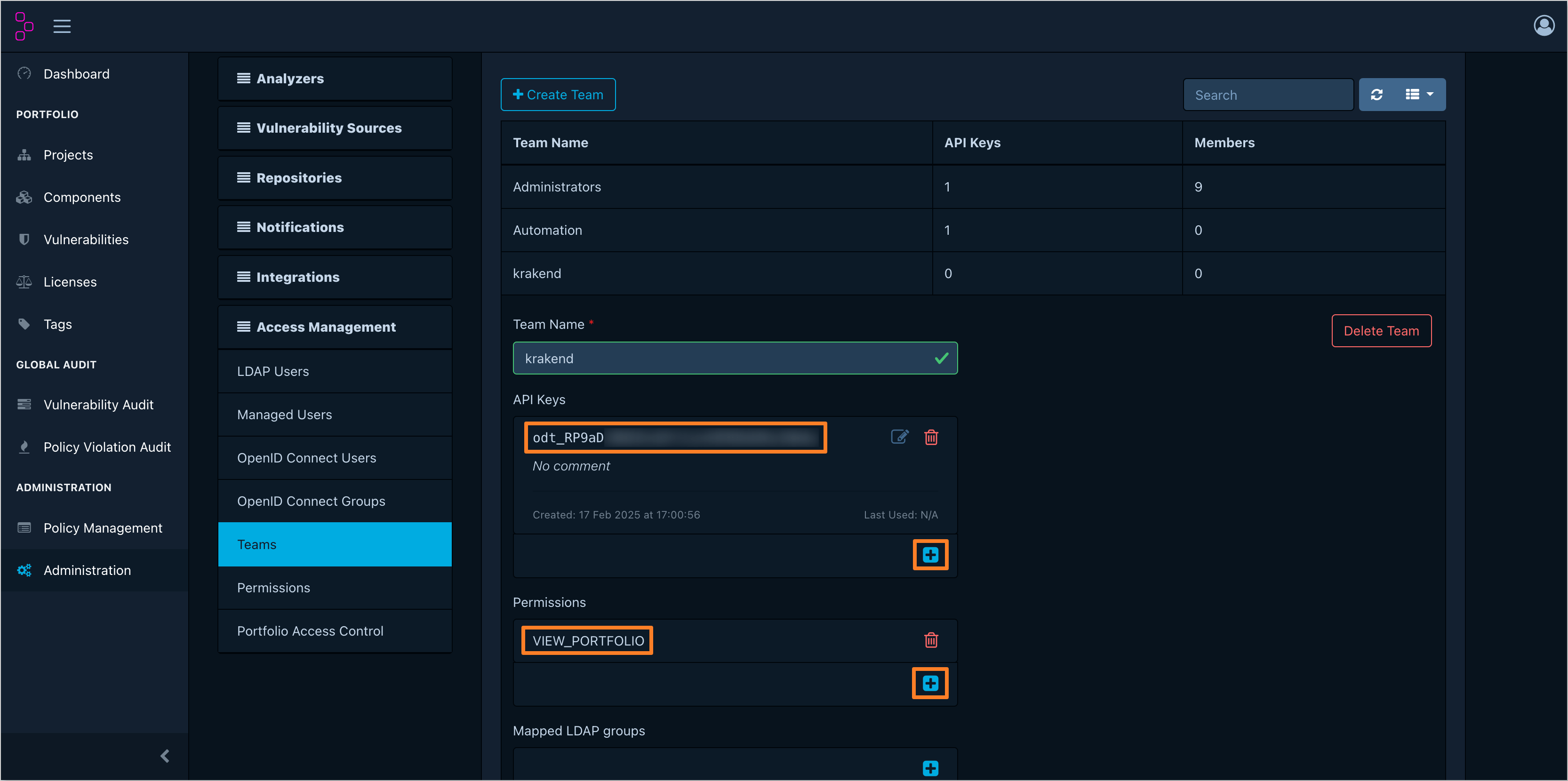 Dependency-Track Team Details