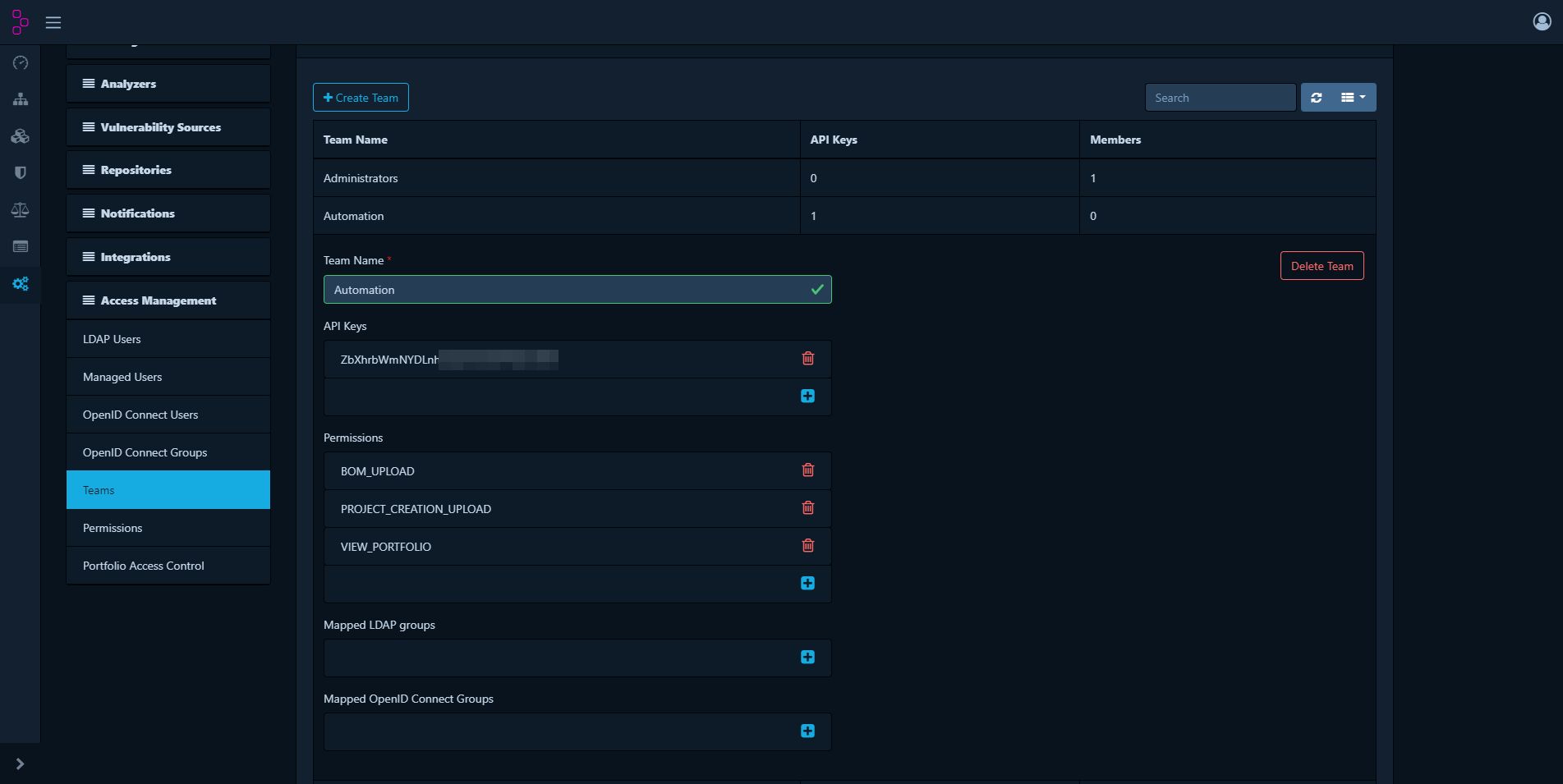 Dependency-Track settings