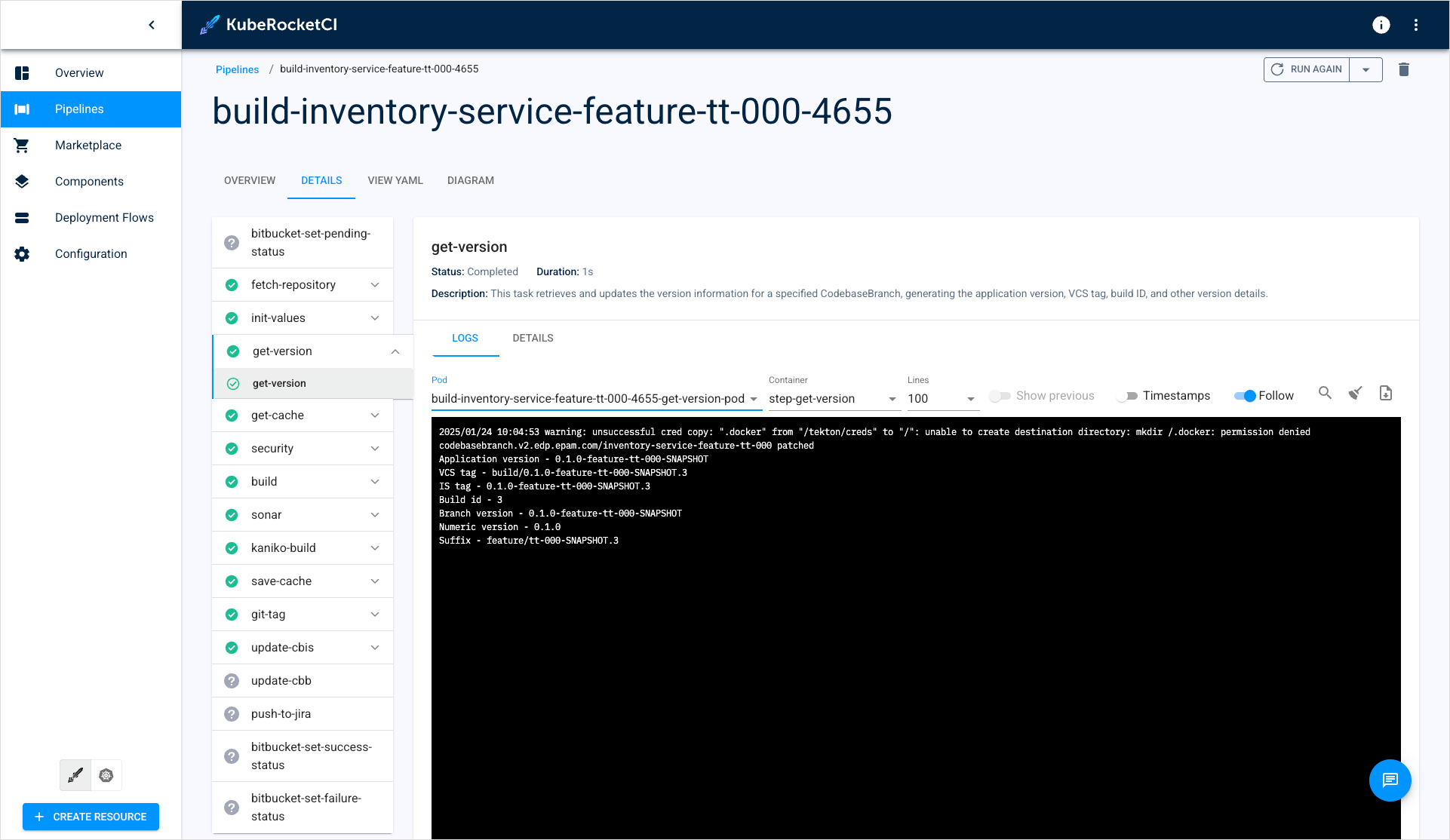 View deploy pipeline details