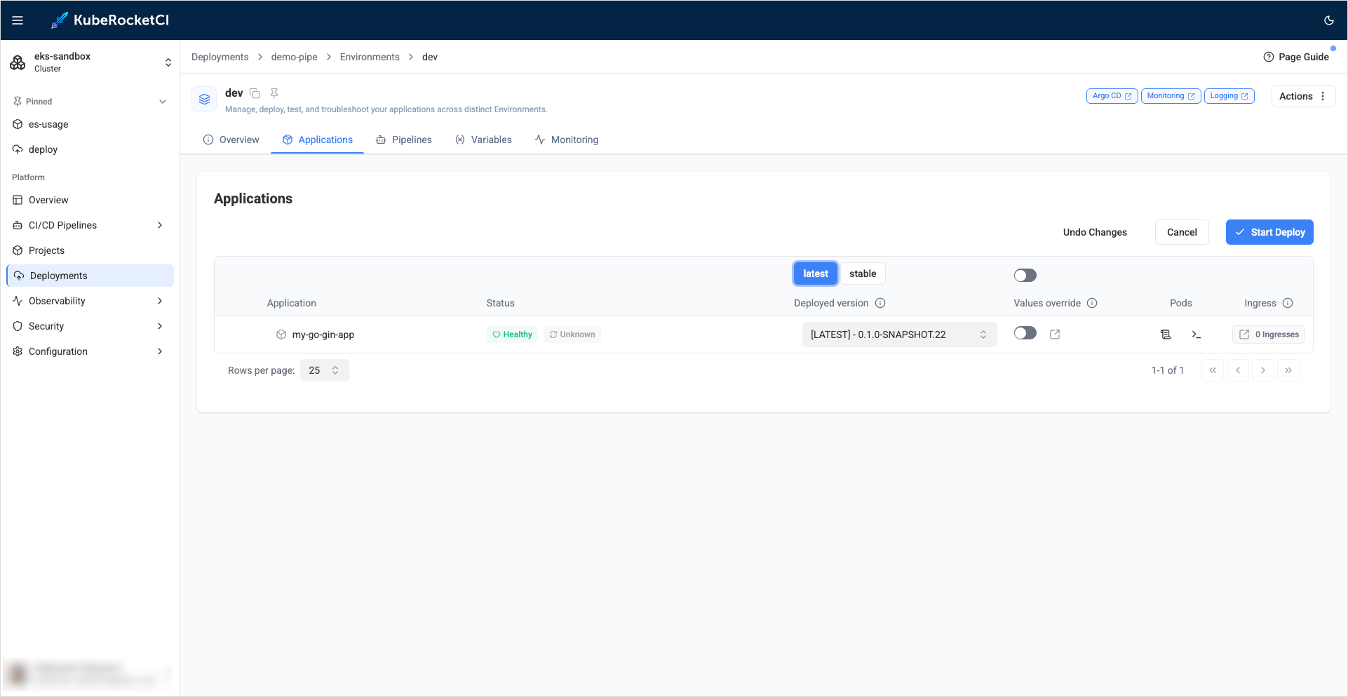 Deploying application Deploying application