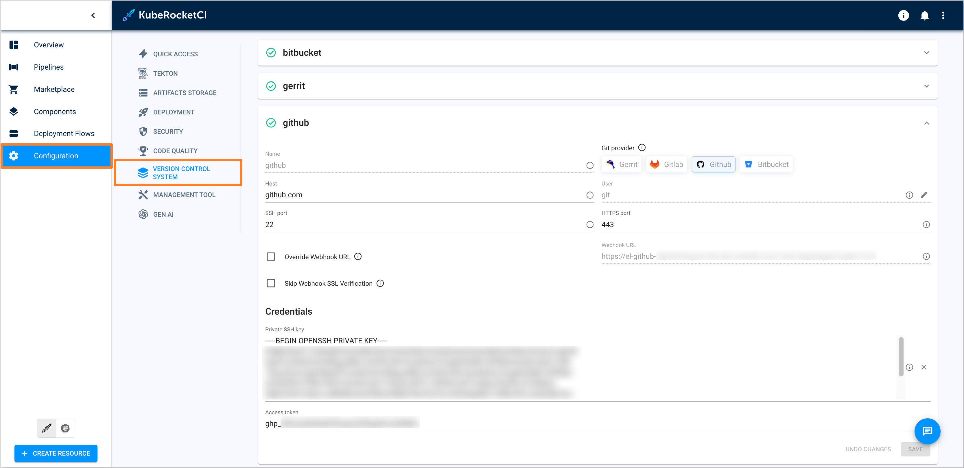 VCS Integration in KubeRocketCI portal