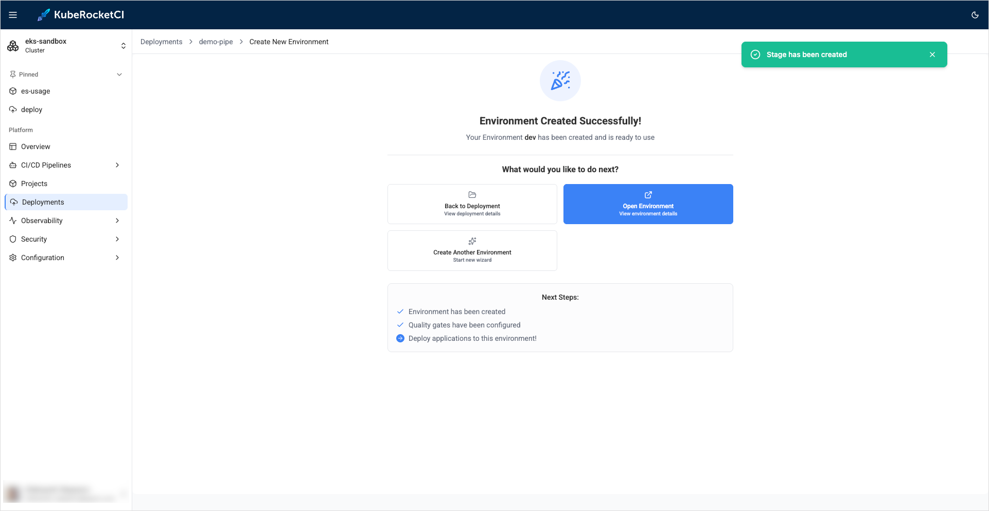 Open environment Open environment