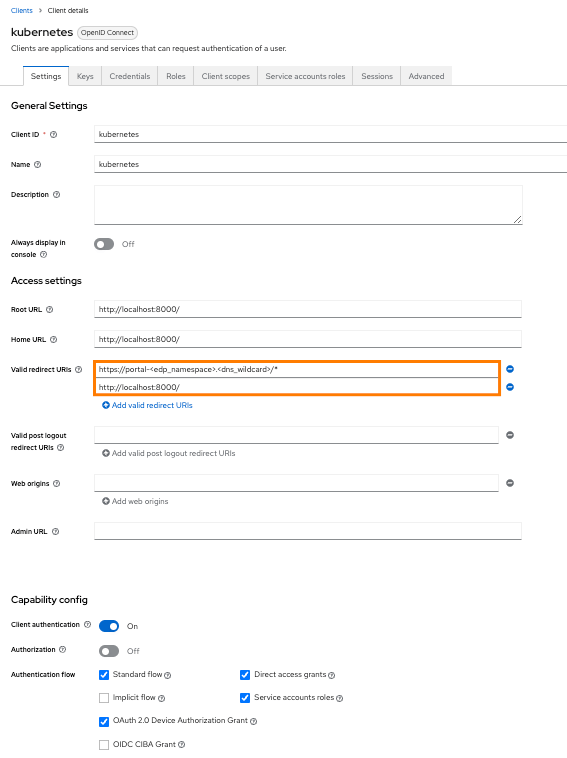 Keycloak client configuration