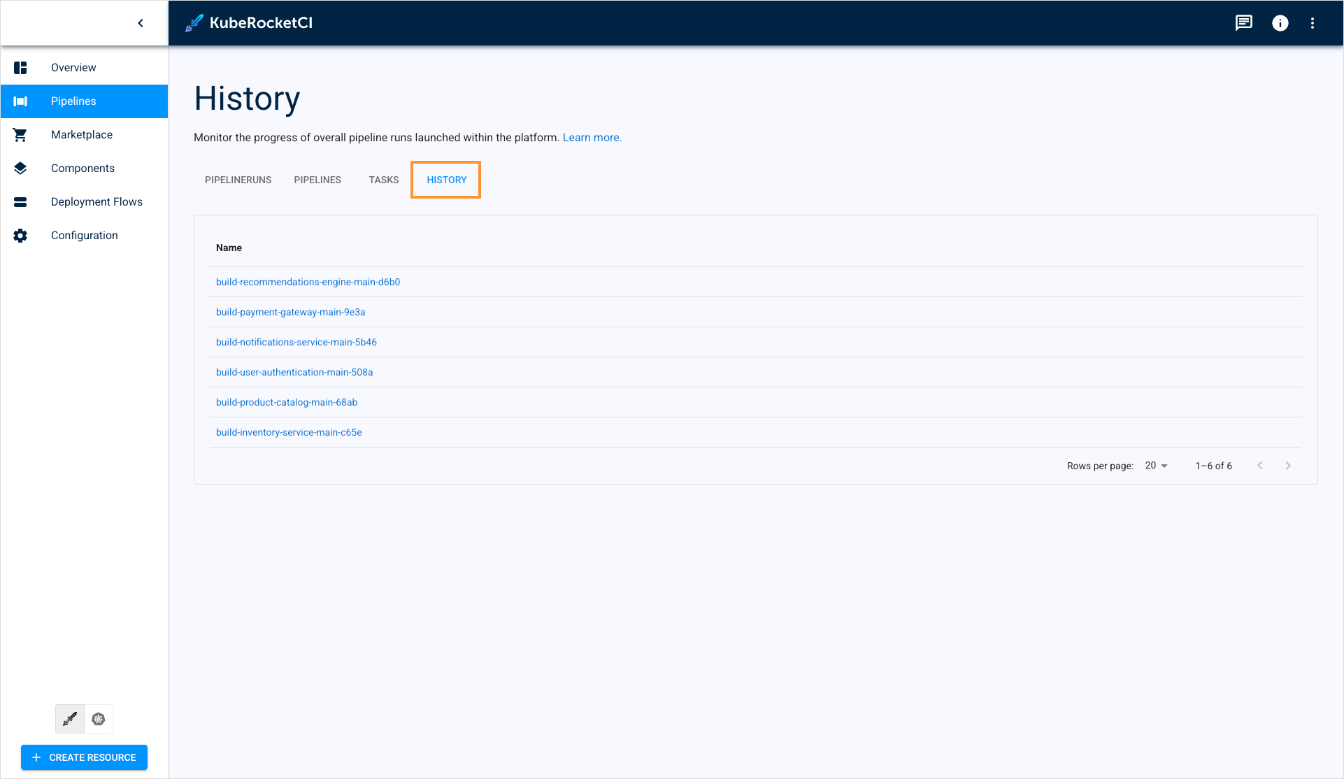 History tab