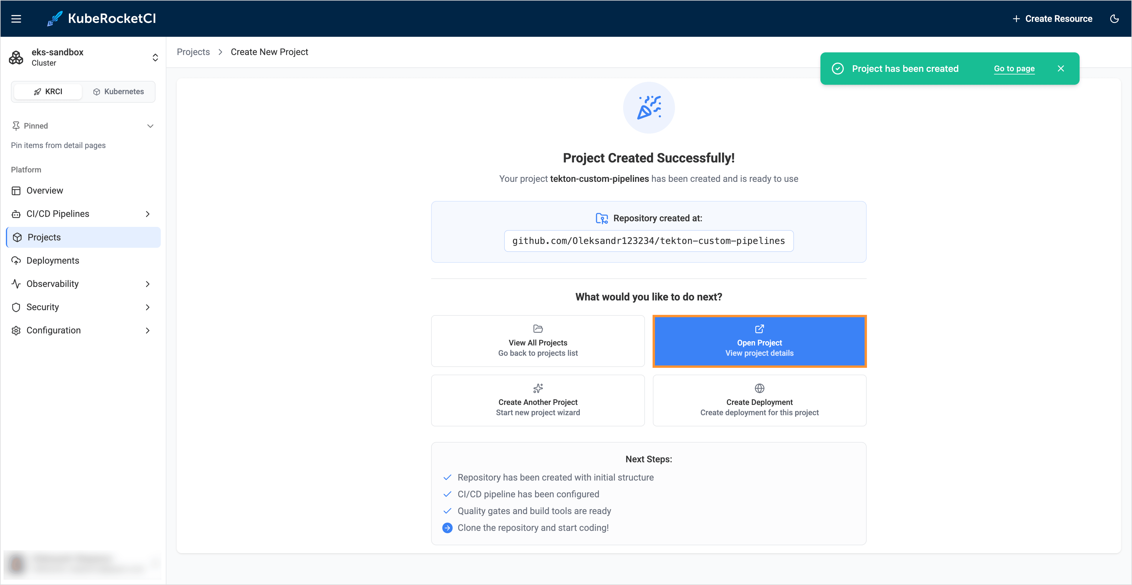 Open project
