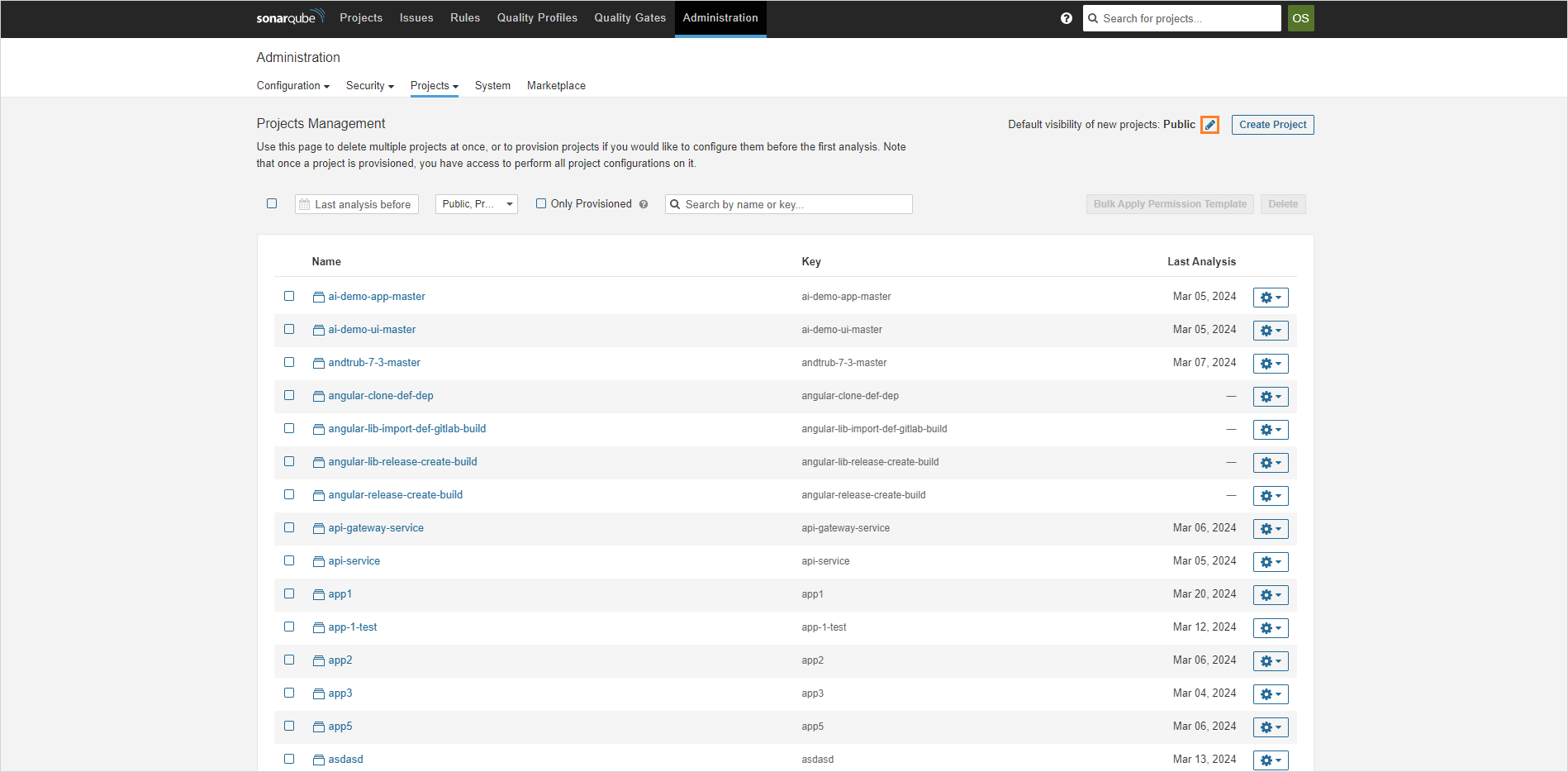 SonarQube user settings