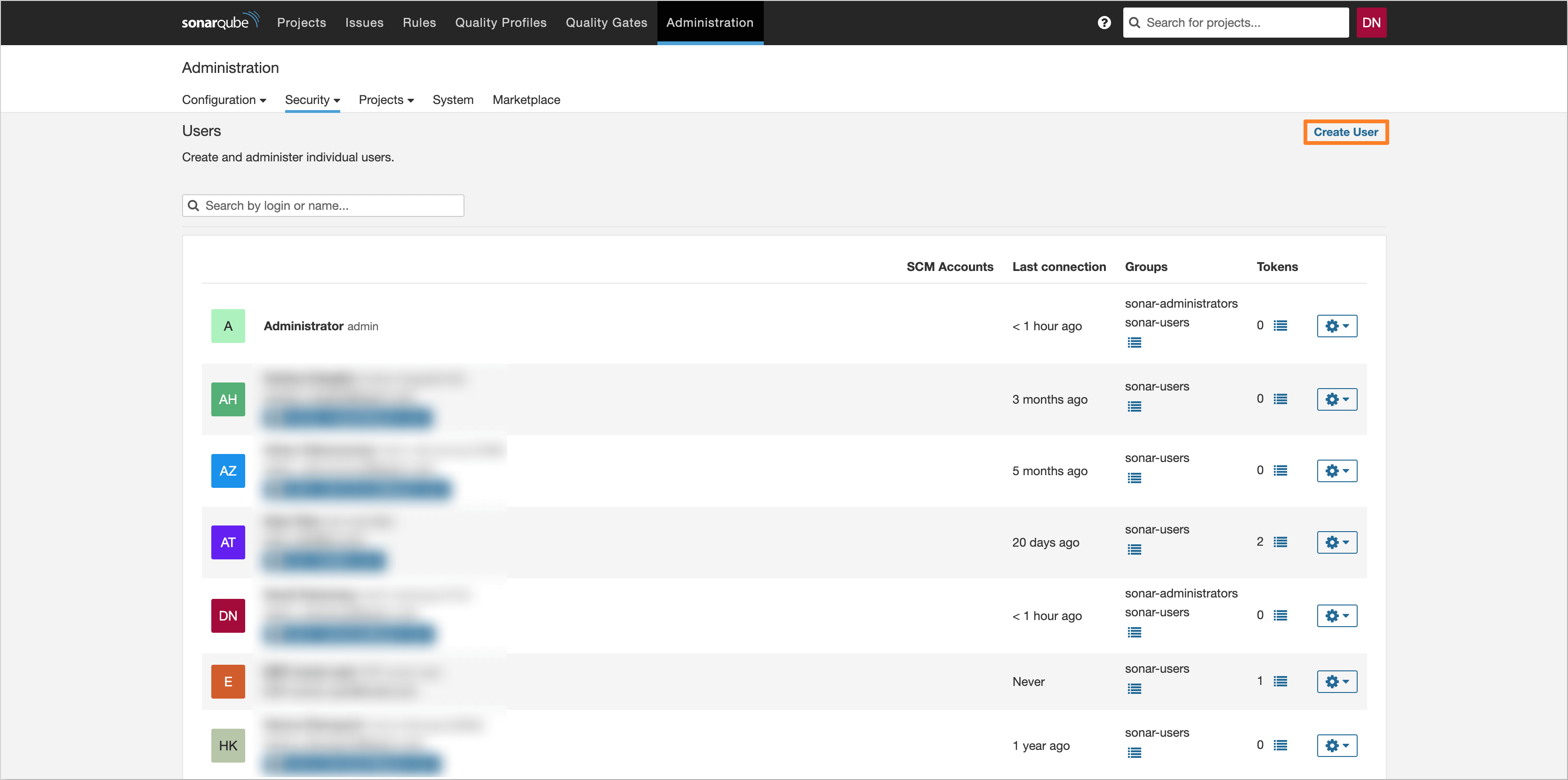 SonarQube Create User