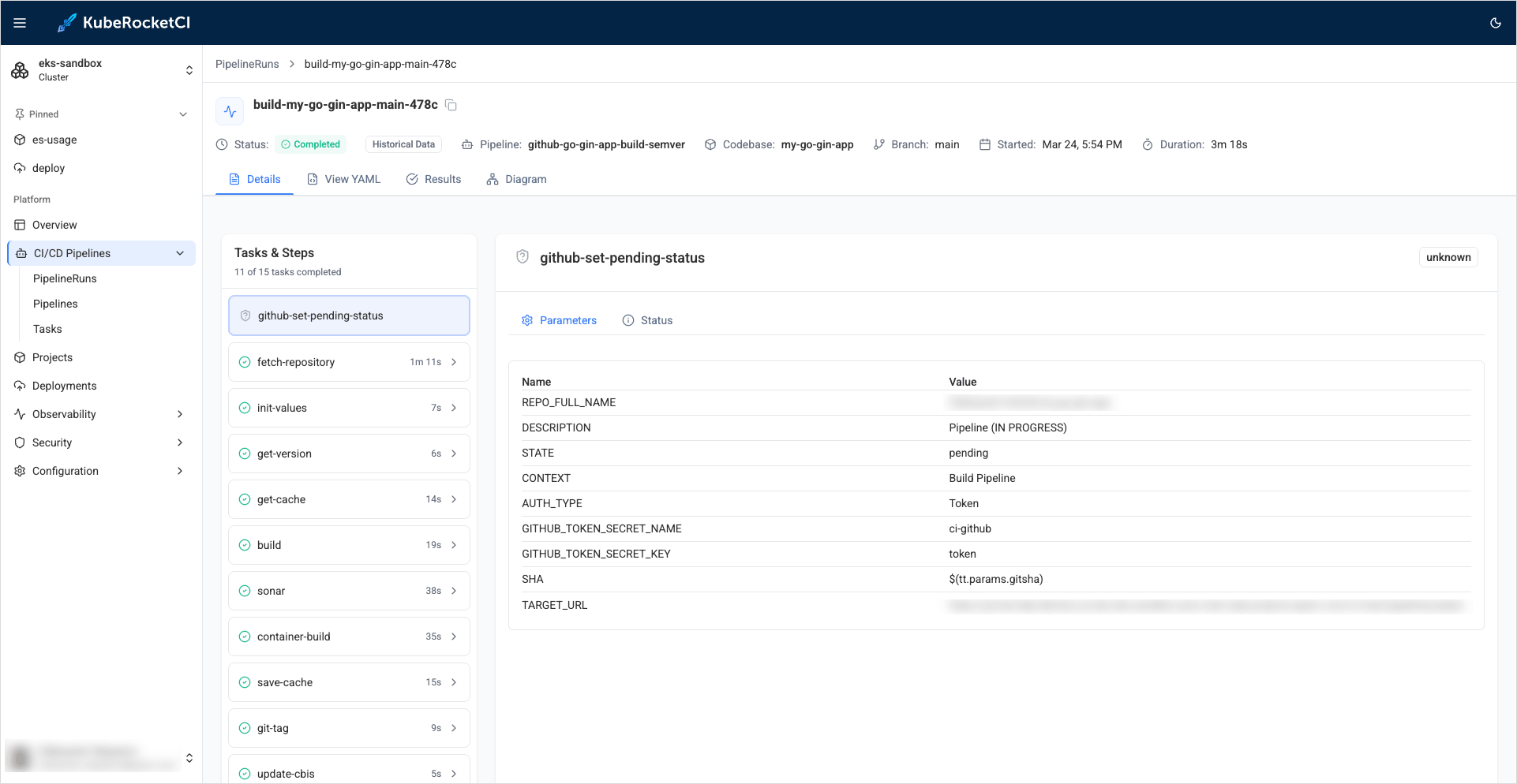 Successful pipelinerun